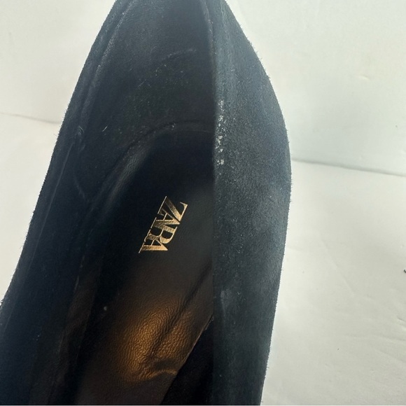 Zara Block Heels Women's Size 8 or EU 38 Square Toe Black Suede Minimalist - Picture 8 of 9